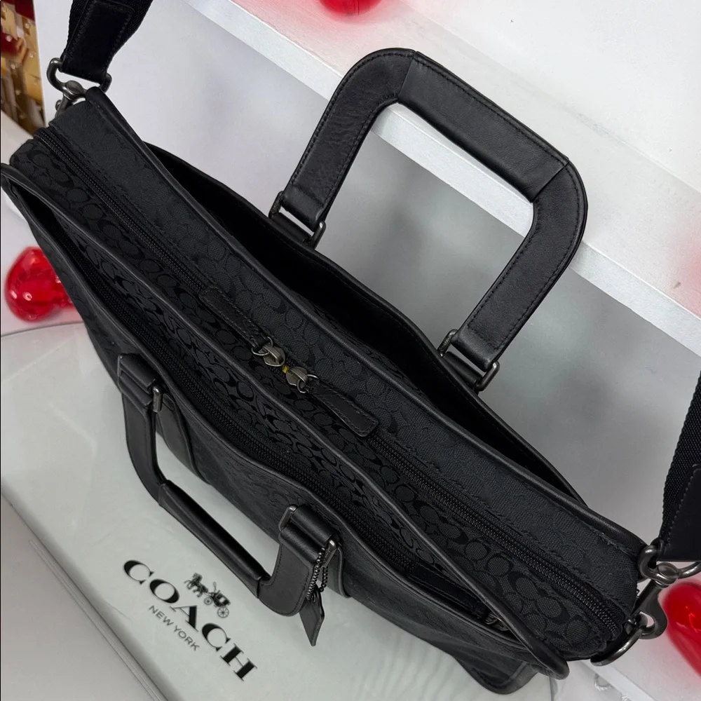 Coach F70759 Black Signature Men's Briefcase